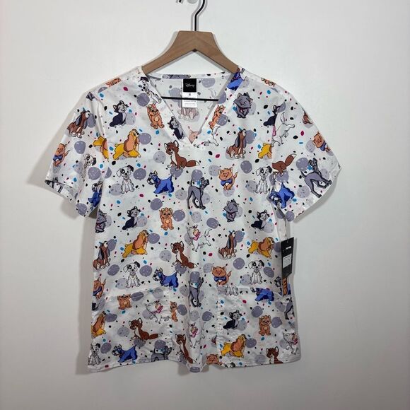 Disney Tooniforms Lady and the Tramp/Aristocats Neck Scrub Top NEW Medium - Picture 5 of 16